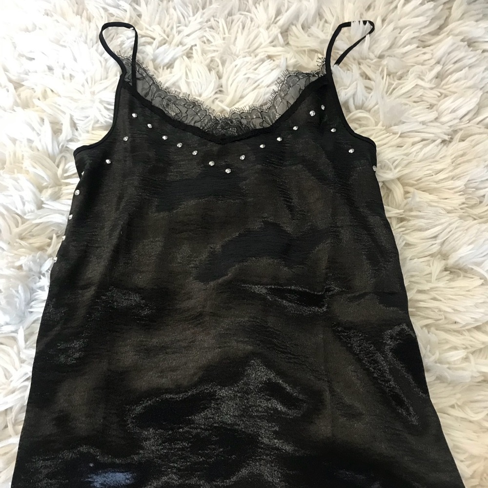 Zara black satin cami